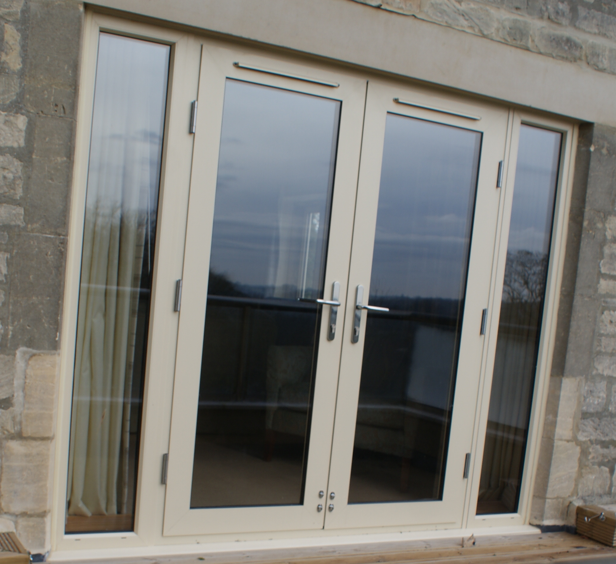 Aluminium French Doors with Glazed Side Panels – Barry Hunt Windows Ltd